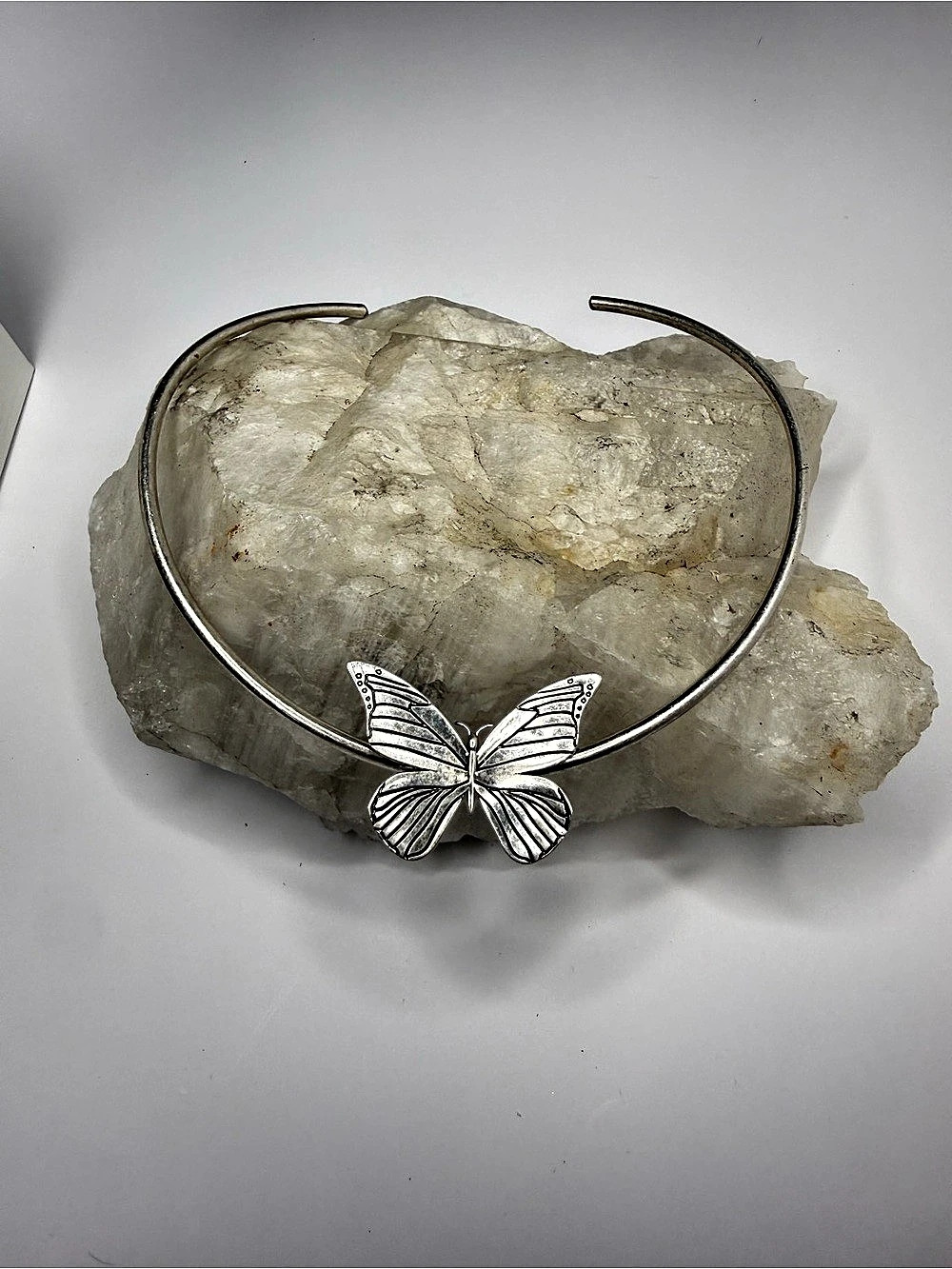 Butterfly Pendant Necklace in Silver Like New